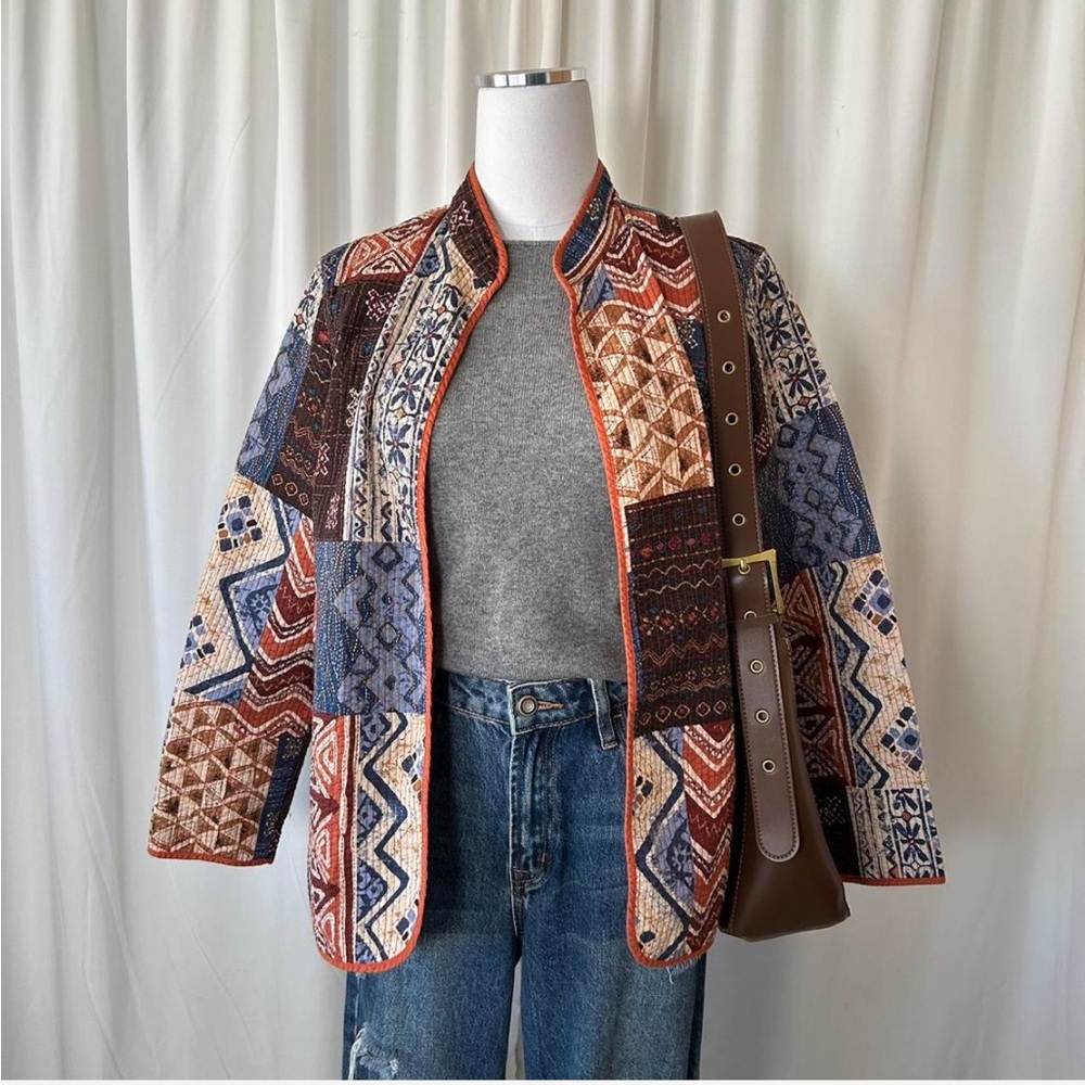 Alfred Dunner Quilted Patchwork Open Front Jacket… - image 4